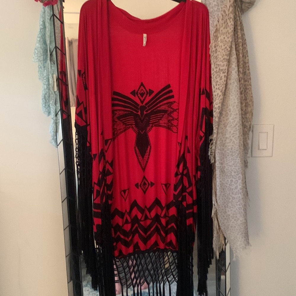 SOLD💋spell black opium beaded kimono with tassels - Picture 2 of 12